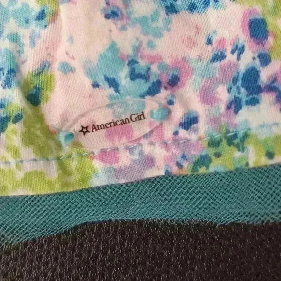 American Girl Truly Meet  Me Dress Sleeveless Floral Blue Ruffle on Bottom - Picture 2 of 9